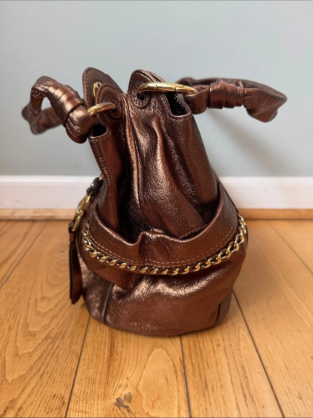 B Makowski Alice copper bronze pebbled leather, gold tone hardware hobo  bag EUC